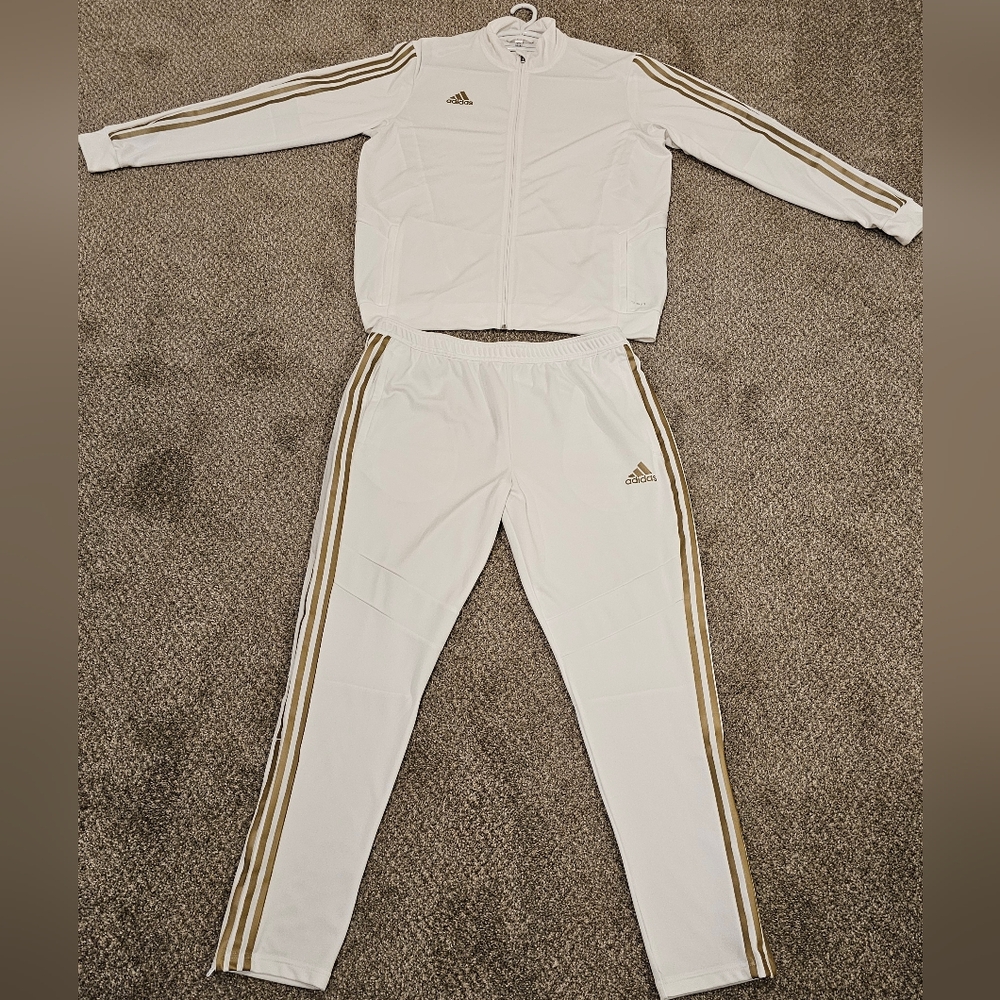 Adidas Tiro 19 White & Matallic Gold Tracksuit